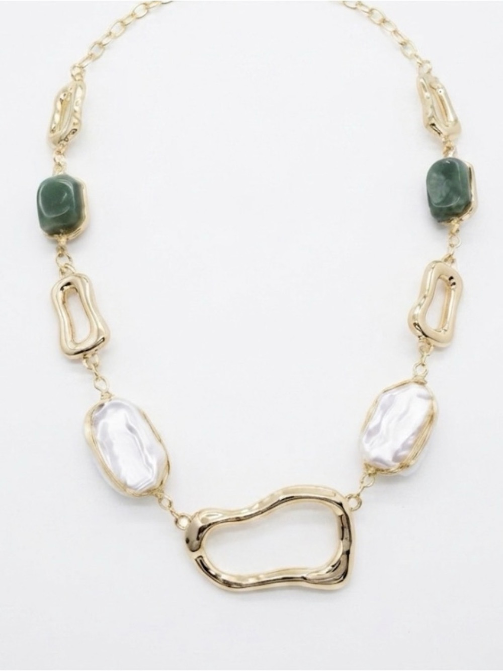 NWT ⚜️💚⚜️ Eye Candy Pearls & Green Gems Statement Necklace